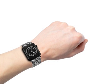 Cinturino per orologio Apple personalizzato, cinturino con stampa animale personalizzata, stampa leopardo delle nevi