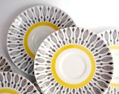 Mid Century Scandinavian Saucers // Rörstrand of Sweden // Black & Yellow