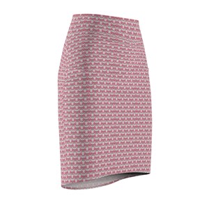 Jupe crayon style coquette pour femme, tenue de bureau taille haute, longueur genou, jupe à la mode, motif nœud rose, cadeau élégant pour elle image 6