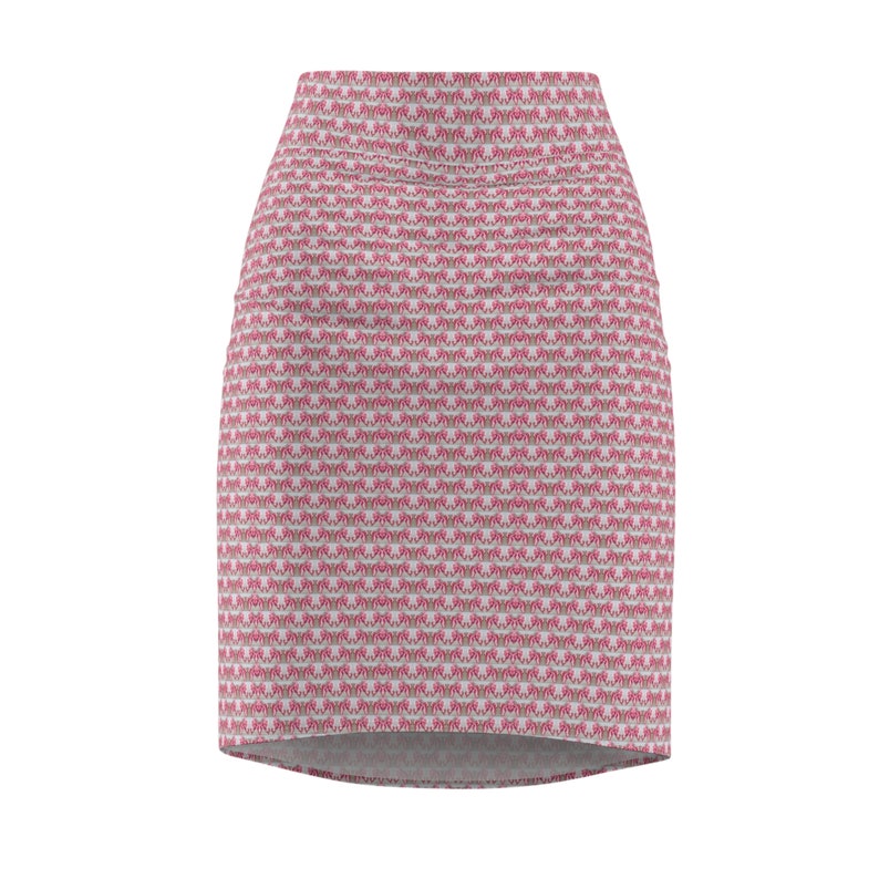 Jupe crayon style coquette pour femme, tenue de bureau taille haute, longueur genou, jupe à la mode, motif nœud rose, cadeau élégant pour elle image 4