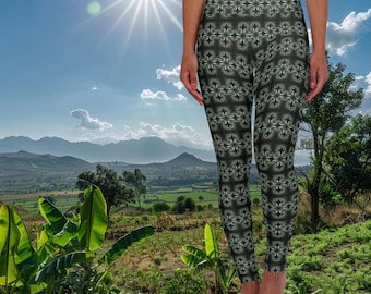 Leggings à imprimé art fractal pour femme, pantalon de yoga extensible Fantasy Jupiter, vêtements de fitness confortables à taille haute, cadeau élégant pour elle