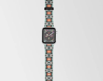 Stylish Retro Turquoise Car Apple Watch Band, Vintage Automobile Design Wristband, Unique Accessory for Tech Lover, Gift for Art Lover