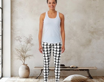 Leggings monochromes pour femme, pantalons de yoga élégants toutes saisons, vêtements de sport confortables, impression unique de la position du lotus, cadeau chic pour les athlètes