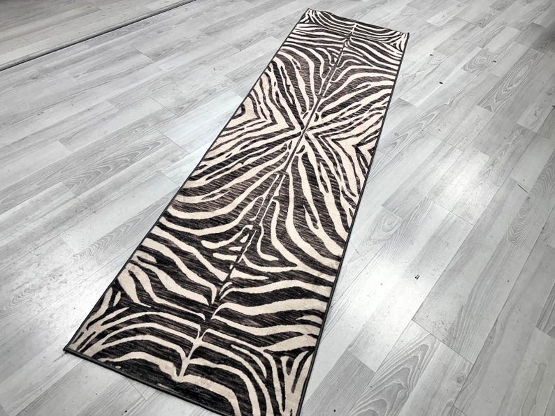 Zebra Pattern Runner Rug, Black and White Rug, Animal Pattern Rug, Modern Rug,Home Decor, Area Rug, Rugs for Living Room, Housewarming Gift image 4