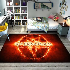 Supernatural Rug,Movie Rug,Horror Rug,Fear Rug,Popular Rug,Horror Decor,Gothic Rug,Cool Rugs,Area Rugs,Boys Room Rug,Gifts for Him