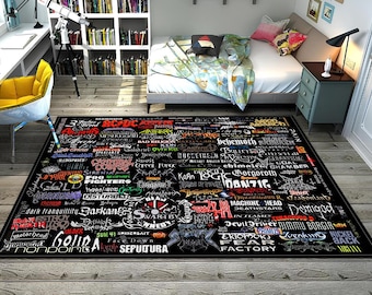 Metallteppich,Rockteppich,Musikteppich,Legendenteppich, Schwarzer Teppich, Populärteppich, Musikdekor, Musikraumteppich, Einzigartiger Teppich