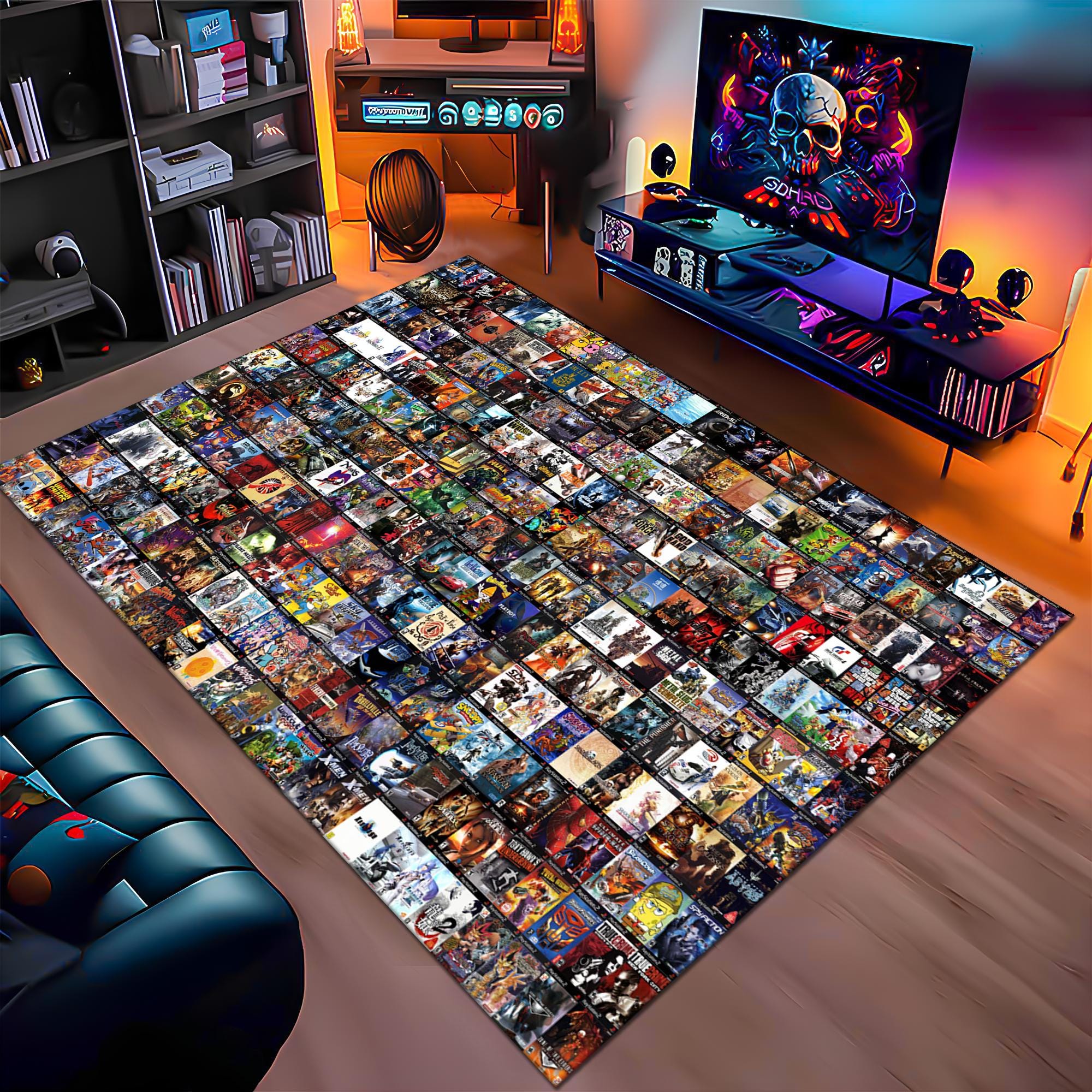 Gaming Rug Full View Retro Games Rug,video Game Rug,gaming Rug,gamer Rug,colorful Rug,game ...