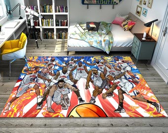 USA Basketball Rug, Nba Team Rug, Sport Rug, Boys Room Rug, Custom Rug, Hypebeast Rug, Area Rugs, Personalized Rug, Unique Rug, Gift For Him
