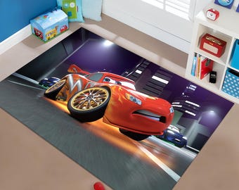 McQueen Rug,Cars Rug,Kids Rug,Colorful Rug,Custom Rug,Nursery Rug,Customized Rug,Cute Rug,Area Rug,Kids Room Rug,Nursery Decor,Gift for Kids
