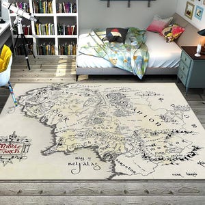 LOTR Teppich, Mittelerde Karte Teppich, LOTR Karte, Cooler Teppich, Beliebter Teppich, Fantastischer Teppich, Jungenzimmer Teppich, Geschenke für Sie,