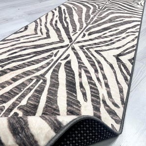 Zebra Pattern Runner Rug, Black and White Rug, Animal Pattern Rug, Modern Rug,Home Decor, Area Rug, Rugs for Living Room, Housewarming Gift image 2