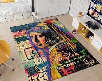 Alfombra Pop Art, Alfombra de Graffiti, Alfombra de Arte Colorido, Alfombra para Mujer, Alfombra Única, Alfombras Geniales, Alfombra Moderna, Alfombra Personalizada, Alfombras de Área, Alfombras para Sala, Regalos para Ella