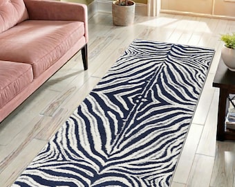 Zebra Pattern Runner Rug, Black and White Rug, Animal Pattern Rug, Modern Rug,Home Decor, Area Rug, Rugs for Living Room, Housewarming Gift