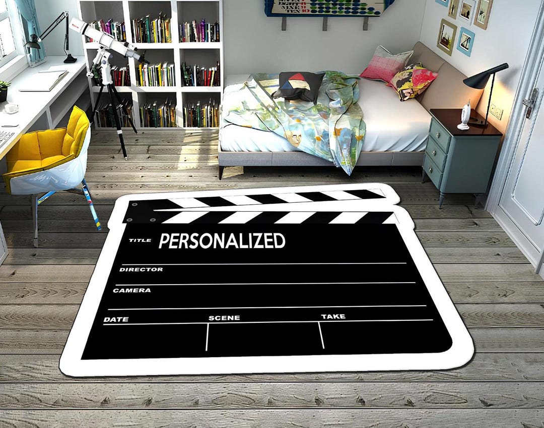 Cinema Clapperboard Rug, Customizable Clapperboard Rug ,movie Rug ...