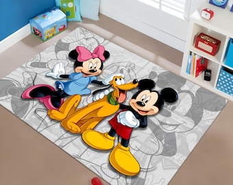 Mickey Mouse Rug,Minnie Mouse Rug,Kids Rug,Colorful Rug,Custom Rug,Nursery Rug,Cute Rug,Area Rug,Kids Room Rug,Nursery Decor,Gift for Kids