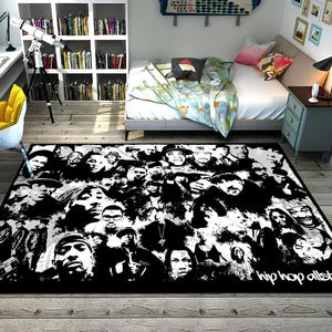 Hiphop Rug,Legends Rug,Rappers Rug,Music Rug,Music Decor,Music Room Rug,Rap Stars Collage Rug,Awesome Rug,Unique Rug,Area Rug,Gifts For Him