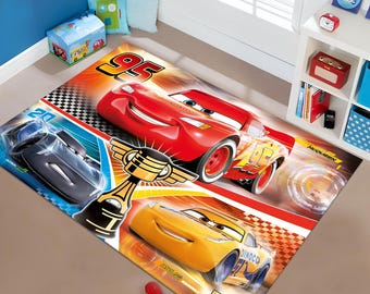 McQueen Rug,Cars Rug,Kids Rug,Colorful Rug,Custom Rug,Nursery Rug,Customized Rug,Cute Rug,Area Rug,Kids Room Rug,Nursery Decor,Gift for Kids