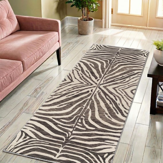 Zebra Pattern Runner Rug, Black and White Rug, Animal Pattern Rug, Modern Rug,Home Decor, Area Rug, Rugs for Living Room, Housewarming Gift