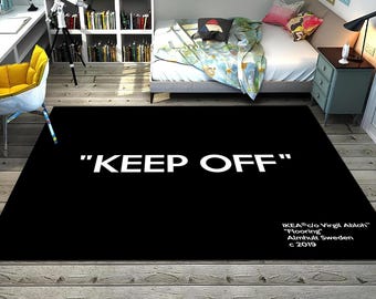 Keep Off Black Cotton Area Rug, Modern Home Decor