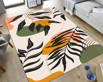 Alfombra abstracta, alfombra floral, alfombra colorida, alfombra única, alfombra moderna, decoración bohemia, alfombras de área, alfombras para sala de estar, alfombra de corredor, regalo de inauguración de la casa