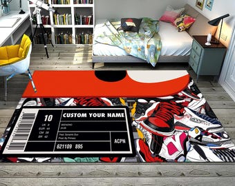 Shoes Box, Sneakers Shoes Rug, Custom Rug, Personalized Rug, Street Cool Rug, Sneakers Decor Rug, Sneaker Art, Fashion Street Rug, Area Rugs