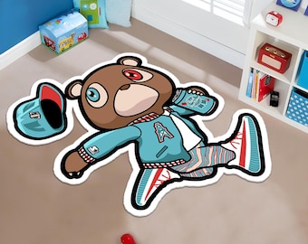 Kanye West,Kanye West Rug,Bear Rug,Musıc Rug,Colorful Rug,Custom Rug,Nursery Rug,Cute Rug,Area Rug,Young Room Rug,Nursery Decor,Gift for Him