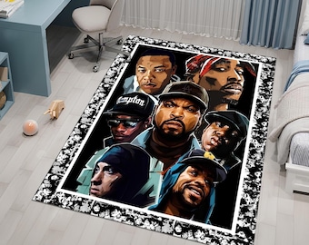 Hiphop Rug,Legends Rug,Rappers Rug,Music Rug,Music Decor,Music Room Rug,Rap Stars Collage Rug,Awesome Rug,Unique Rug,Area Rug,Gifts for Him