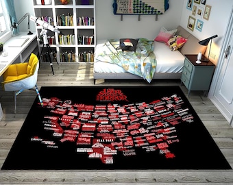 The United States of Horror Rug,Horror Movies Rug,Horror Rug,Fear Rug,Popular Rug,Horror Decor,Gothic Rug,Unique Rug,Area Rug,Gifts for her