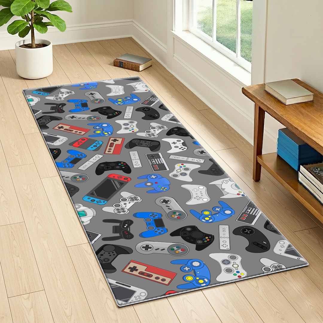 Consol Game Runner Rug, 80s Gaming Hallway Rug, 80s 90s Style Hallway ...