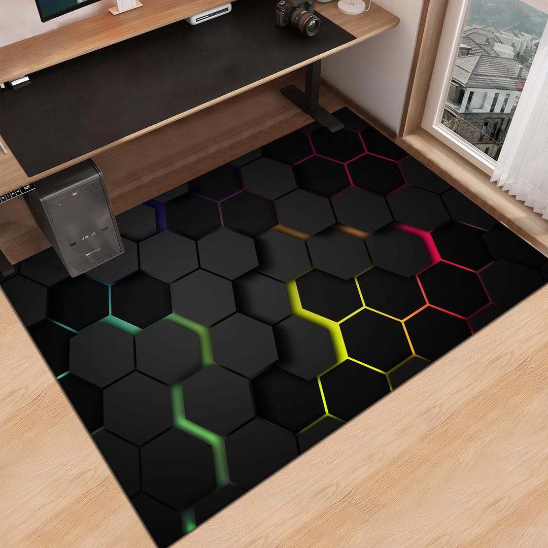 Geometric Gaming Rug Gamer Rug,gaming Rug,game Rug,geometric Rug,colorful Rug,play Room Rug ...