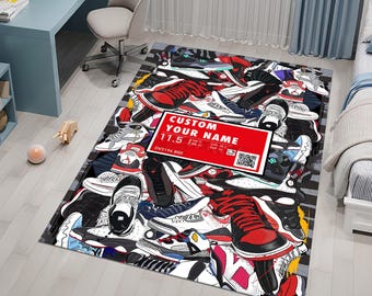 Sneakers Shoes Rug, Custom Rug, Personalized Rug, Fashion Street Rug, Cool Rug, Sneakers Decor, Sport Rug,Sneaker Art,Hypebeast Rug,Area Rug