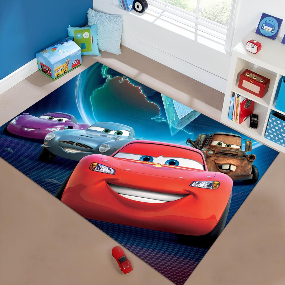 Cars 2 Rug Lightning Mcqueen Rug,cars Rug,kids Rug,colorful Rug,custom Rug,nursery ...