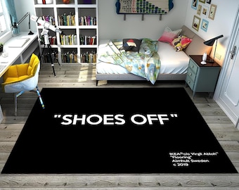 Shoes Off Rug,Sneaker Rug,Shoes Rug,Shoes Room Rug,Area Rug,Unique Rug,Hypebeast Rug,Best Seller Rug,Black Rug,Awesome Room Rug,Gift For Her