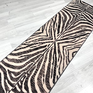 Zebra Pattern Runner Rug, Black and White Rug, Animal Pattern Rug, Modern Rug,Home Decor, Area Rug, Rugs for Living Room, Housewarming Gift image 3