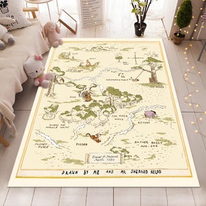 Tapis Winnie l'ourson, tapis carte Winnie, tapis carte, tapis dessin animé, tapis coloré, tapis pour chambre d'enfant, décoration de chambre d'enfant, tapis de chambre à coucher, décoration d'enfants, tapis personnalisé, carpette