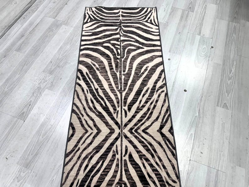 Zebra Pattern Runner Rug, Black and White Rug, Animal Pattern Rug, Modern Rug,Home Decor, Area Rug, Rugs for Living Room, Housewarming Gift image 5