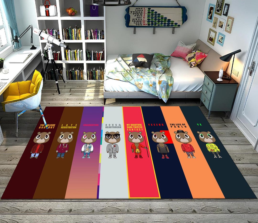 Kanye West,kanye West Rug,bear Rug,musıc Rug,colorful Rug