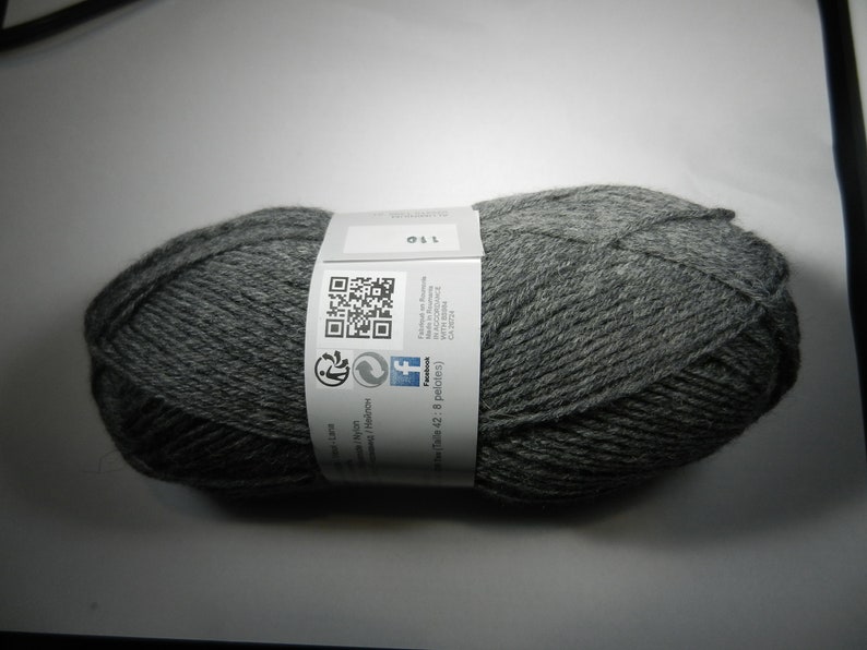 Phildar Phil folk 50 sock yarn 75-25 wool and poli 50gms color aluminum 110 1 ball