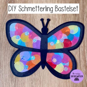 Bastelset Schmetterling schwarz DIY für Kinder Bastelbeschäftigung Bastelkit Seidenpapier Kindergeburtstag