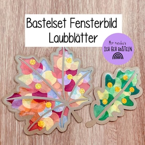 Bastelset Fensterbild Laubblätter Eiche Ahorn DIY für Kinder Bastelmaterial Bastelkit Herbst Herbstblätter Fensterdeko Fensterschmuck