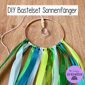 Bastelset Sonnenfänger grün Fensterdeko Gartendeko Diy Deko Satinbänder Kristall Ring Bastelkit Geschenkidee