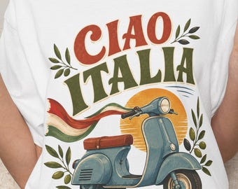 Ciao Italia Scooter Tee | Vintage Vespa Italy Graphic T-Shirt | Unisex Comfort Colors Tee