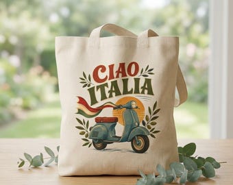Ciao Italia Scooter Tote Bag | Italian Vintage Vespa Bag | Italian Vacation Travel Tote Bag