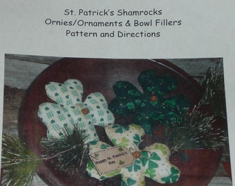 Primitieve St. Patrick's Shamrocks-ornamenten en Bowl Fillers patroon alleen - Instant Download - Craft patroon - PDF - niet voltooid item