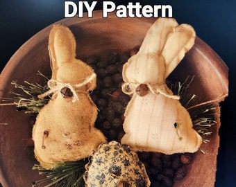 Primitive Country Whimsical Farmhouse Spring Easter Bunny Rabbit and Easter Eggs - Instant Download - Craft Pattern - PDF - DIY - Easy