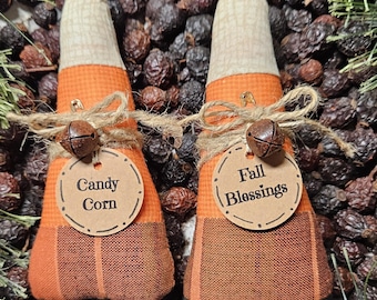 Primitive Farmhouse Fabric Candy Corn Ornaments: Fall Tiered Tray Decor