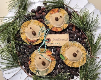 4 Primitive Sunflowers Flowers Bowl Fillers Ornies Ornament Tucks
