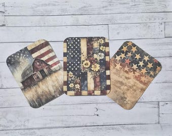 Americana July 4 Hang Tags: Red White and Blue Patriotic, Set of 9