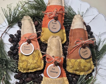 Primitive Handmade Halloween Fall Seasonal Candy Corn Ornament: Fall Tiered Tray Decor