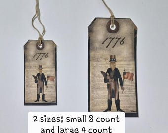 Celebrate America 250 Years July 4th / 8 Small or 4 Large Hang Tags